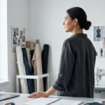 MUJER EN TALLER TEXTIL PENSANDO