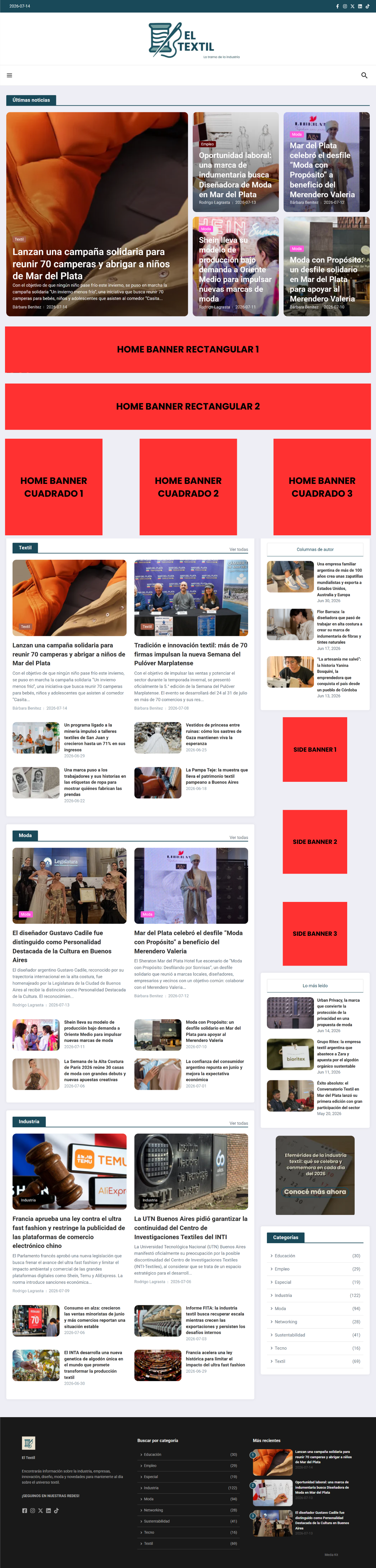 Recorrido de banners en la página de inicio del portal web