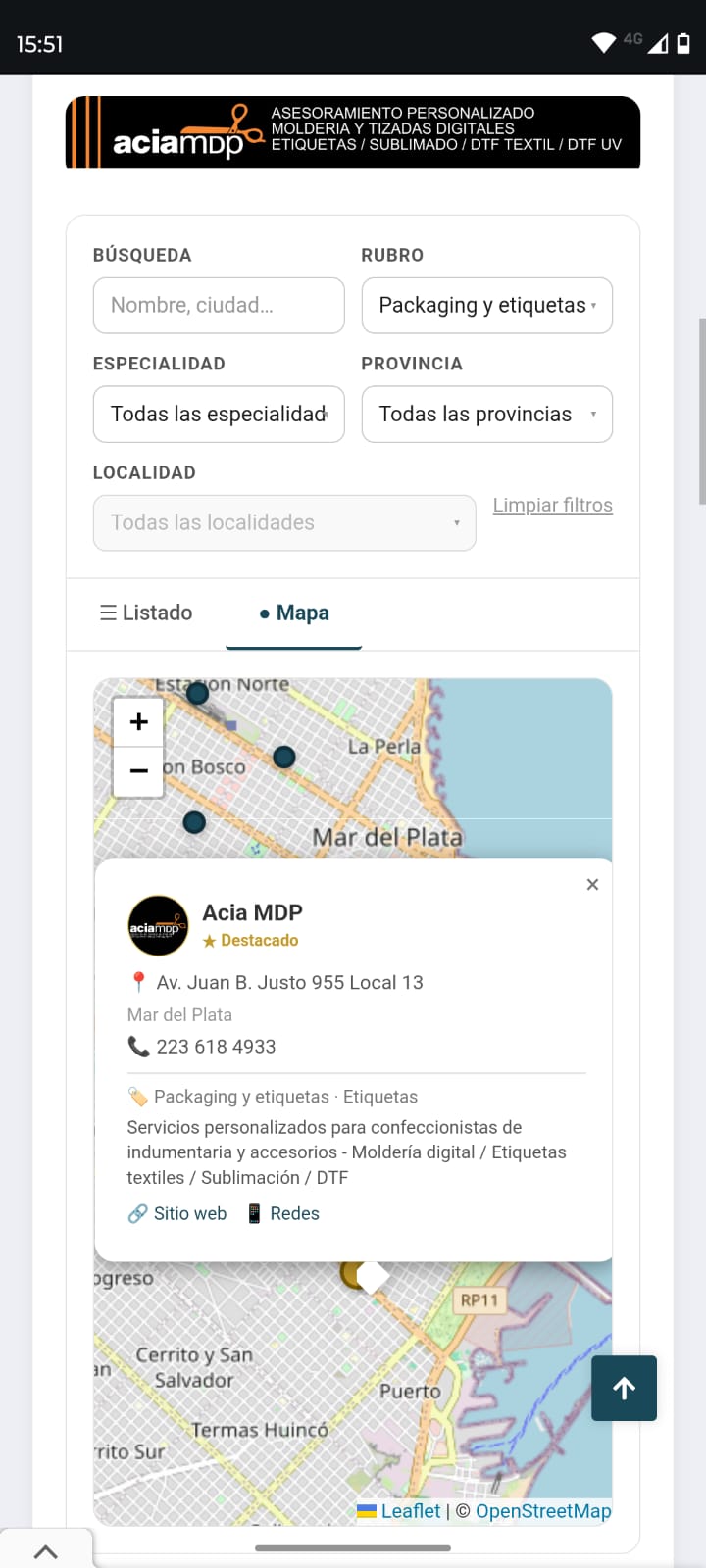 Captura Guía de Proveedores - Mapa