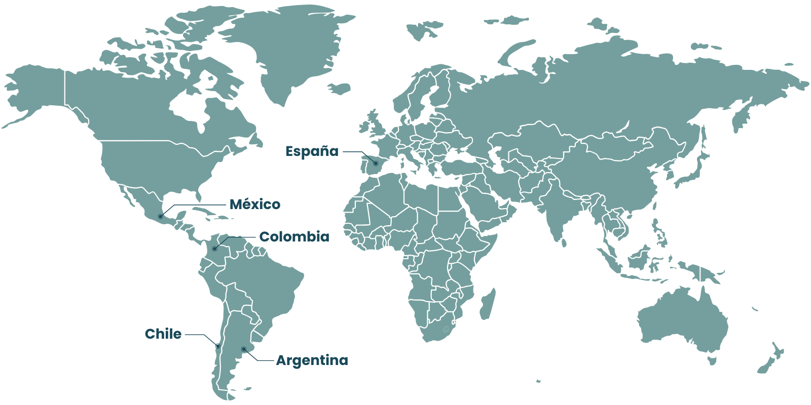 Mapa de países con alcance de El Textil